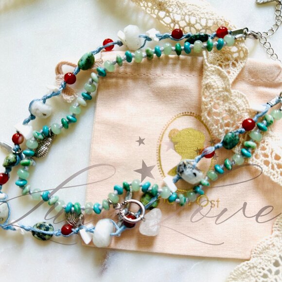 FREE PEOPLE x Ariana Ost Layered Necklace In Semi Precious Stone - EXCLUSIVE! - Picture 4 of 5